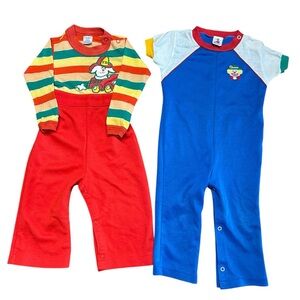 Vintage Baby Romper Set Carters Granimals 18M USA Firefighter Clown